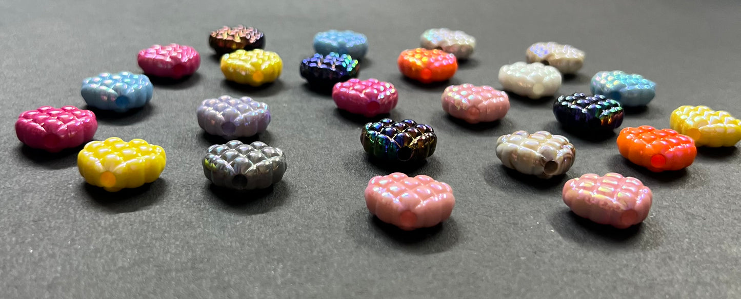 Acrylic Waffle Grid Heart Shaped Beads 17x20mm