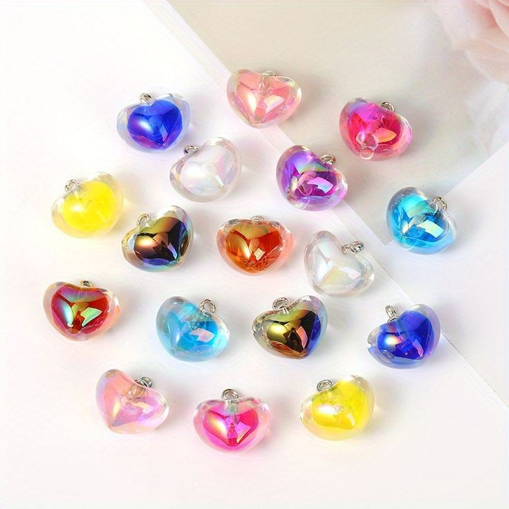 Acrylic AB Transparent Heart Shaped Charm Pendant - Assorted Color