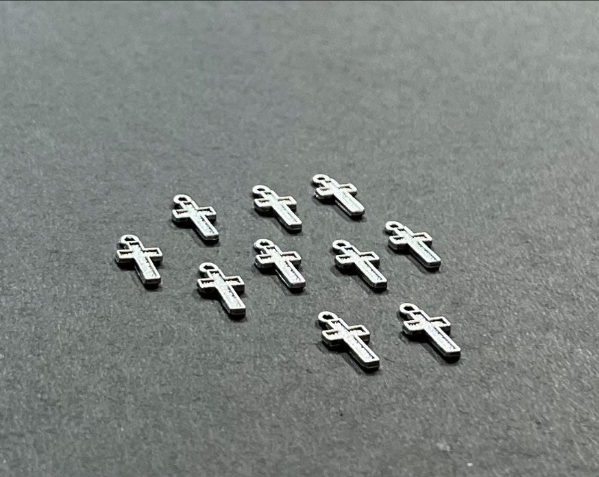 Tiny Cross Charm - Silver