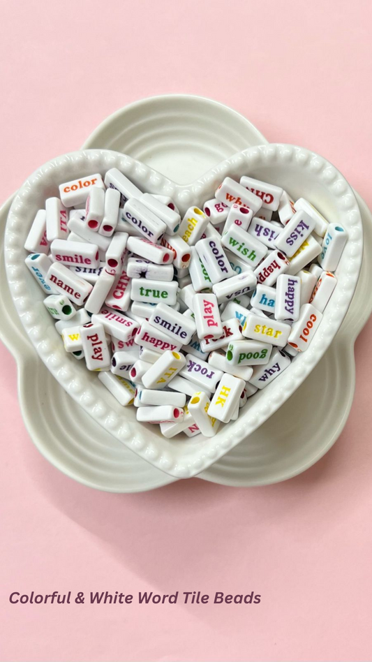 White & Colorful Word Tile Beads