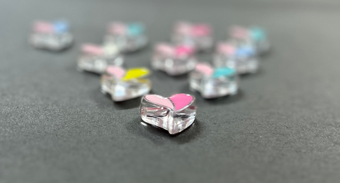 Clear Acrylic Dual Tone Heart Beads