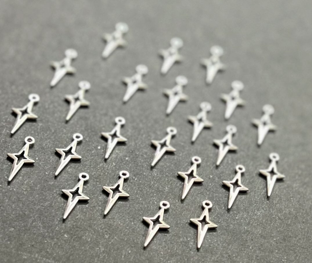 Silver Hollow Star Charms