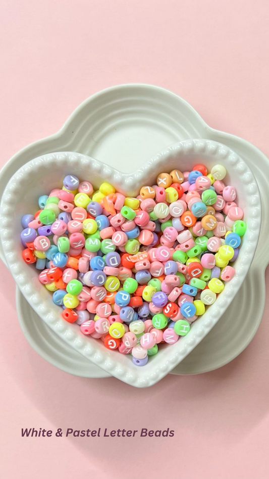 Pastel Color & White Alphabet Beads