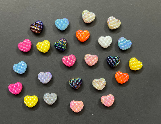 Acrylic Waffle Grid Heart Shaped Beads 17x20mm