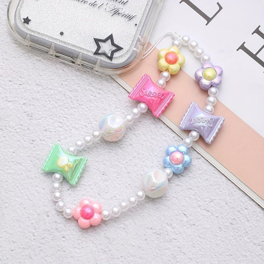 Colorful Small Flower Beaded Candy Butterfly Mobile Phone Chain