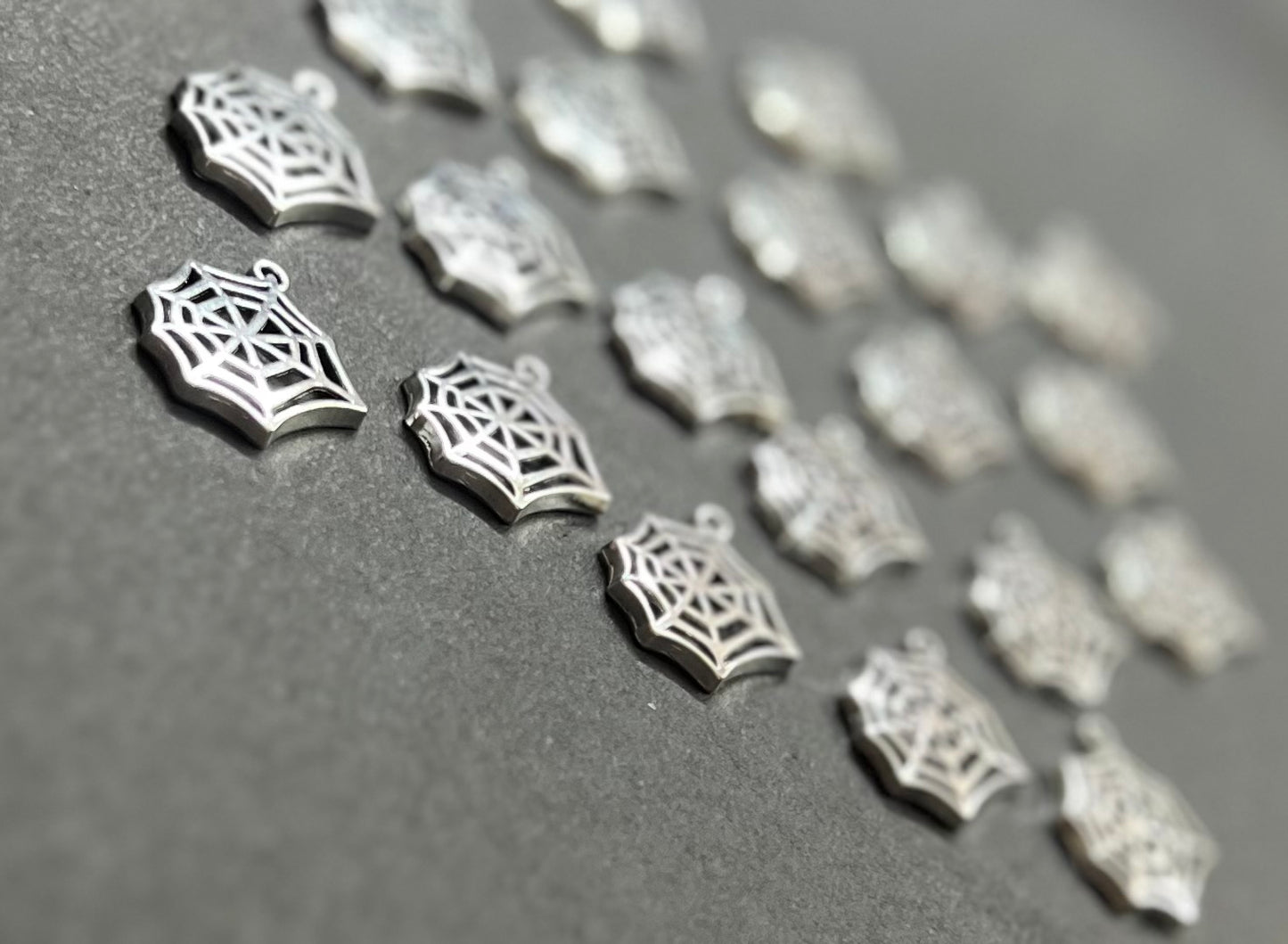 Silver Spider Webs Charm