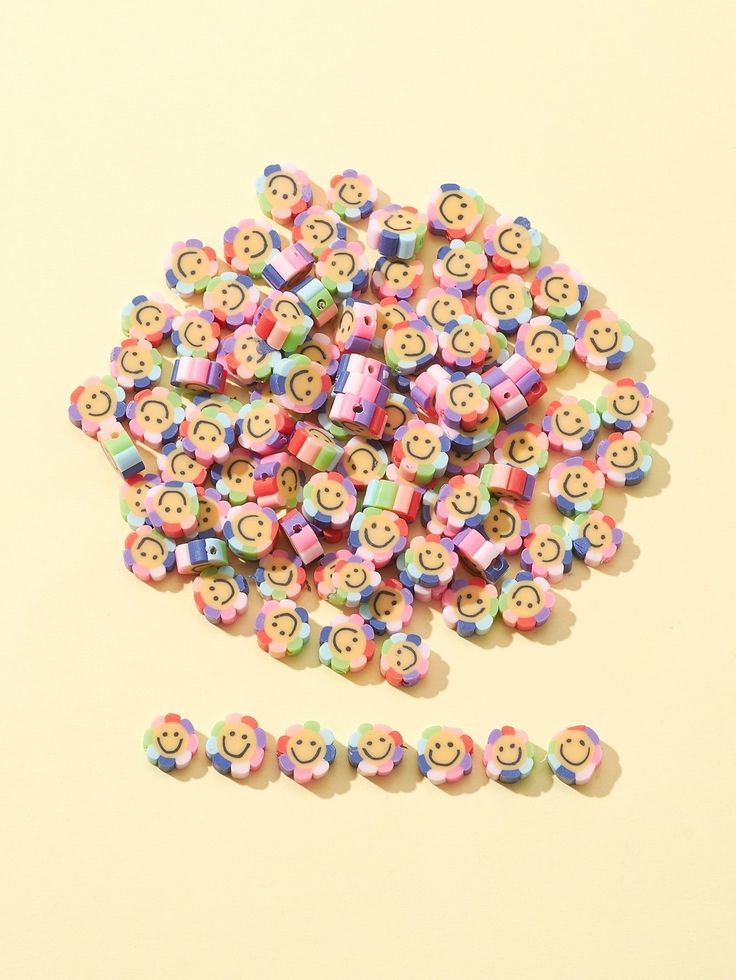 Rainbow Smiley Polymer Clay  Beads