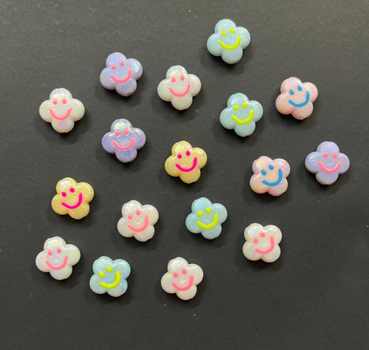 Clover / Flower Smiley Acrylic Beads