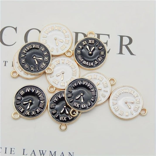 Clock Enamel Charm Double Side