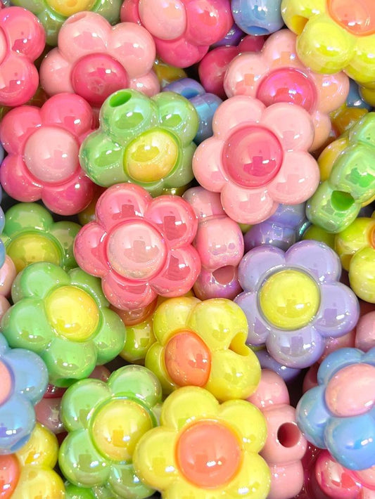 Iridescent Chunky Pastel Flower Beads