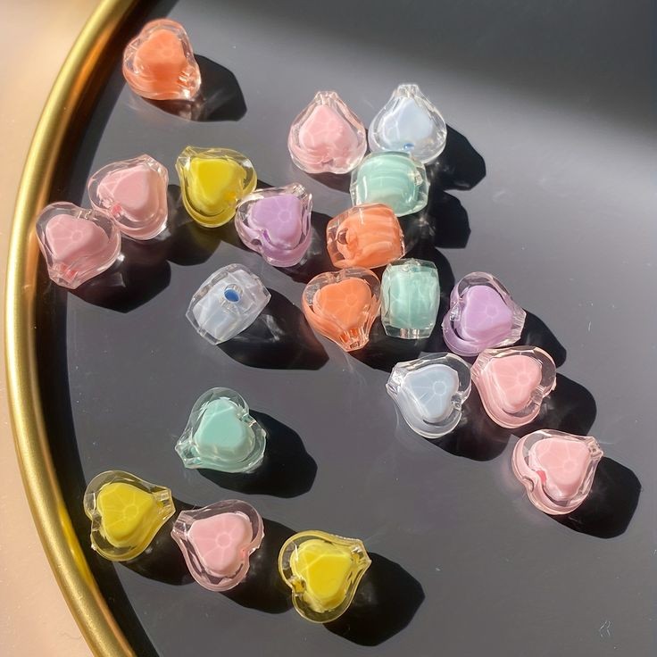 Colorful Pastel Double Heart Beads