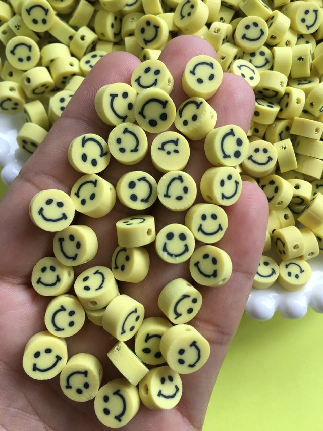 Smiley Polymer Clay  Beads