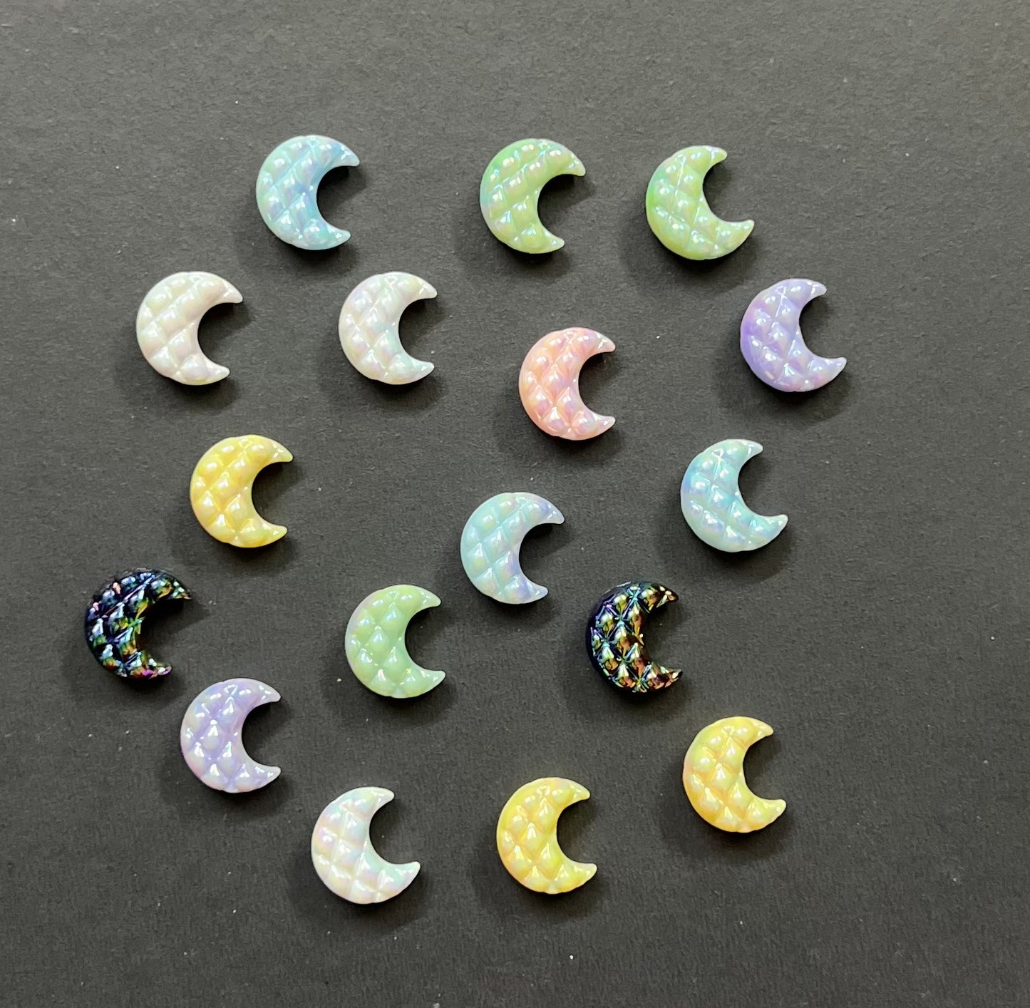 Colorful Moon Shaped Acrylic Beads 17x20mm