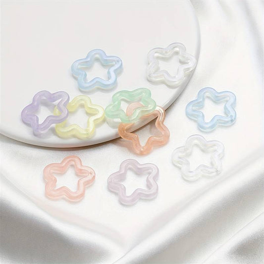 Transparent Colorful Flower Frame Pentagram Acrylic Beads