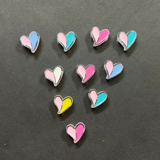 Clear Acrylic Dual Tone Heart Beads