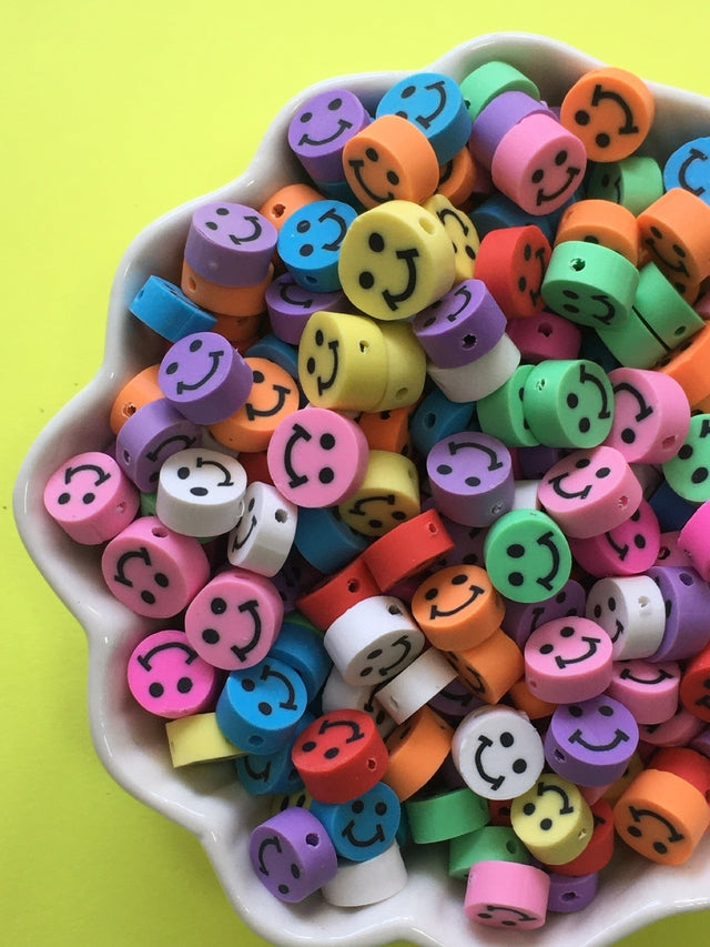 Smiley Polymer Clay  Beads