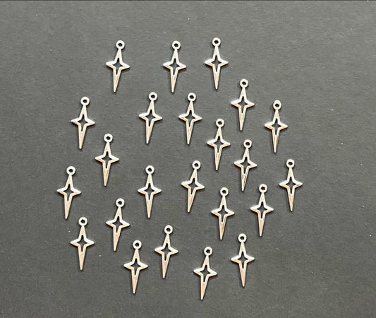 Silver Hollow Star Charms