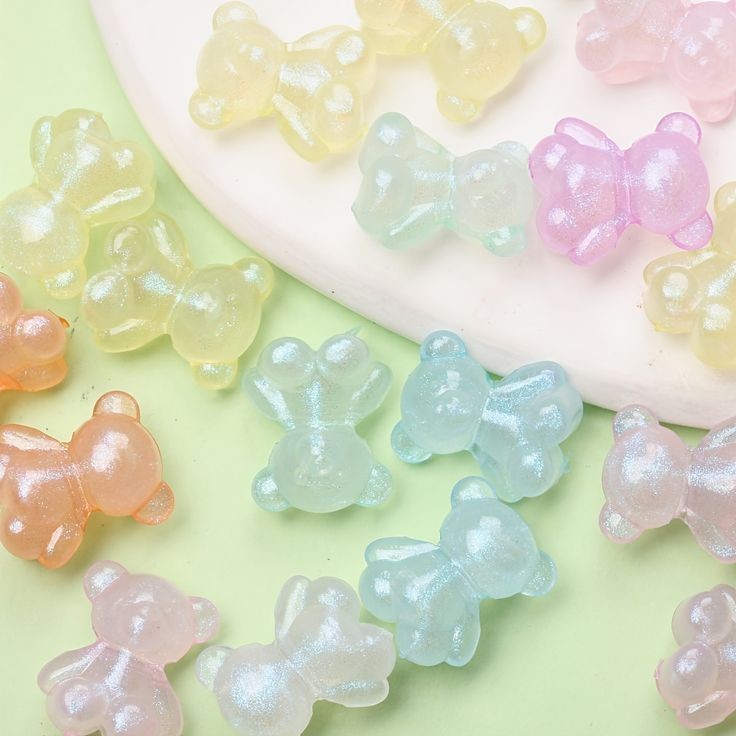 Assorted Transparent Teddy Bear Beads