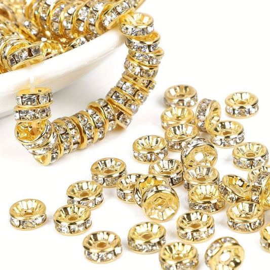 Rhinestone Beads - Gold