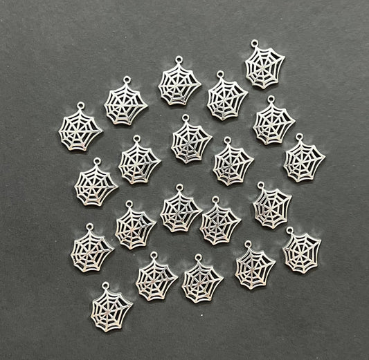 Silver Spider Webs Charm