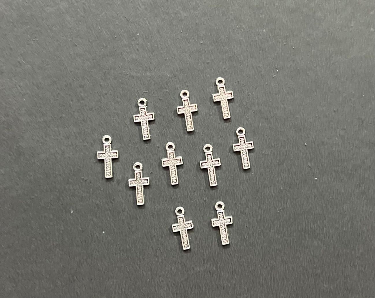 Tiny Cross Charm - Silver