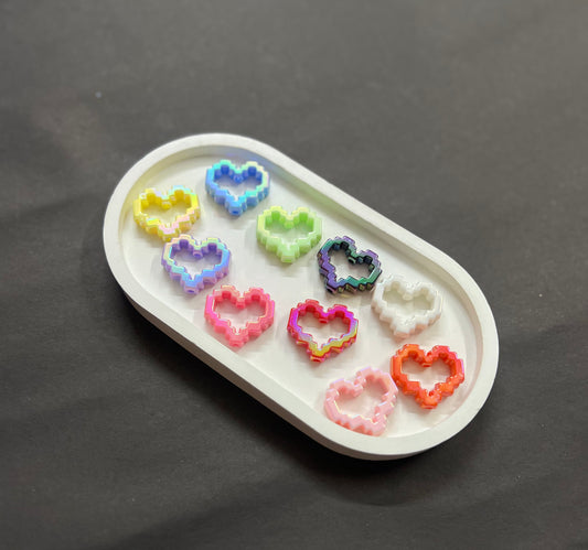 Acrylic AB Pixel Heart Frame Beads