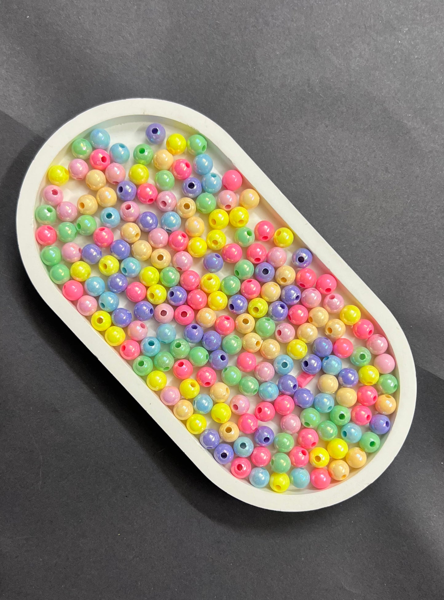 Ab Plated Colorful Acrylic Round Beads