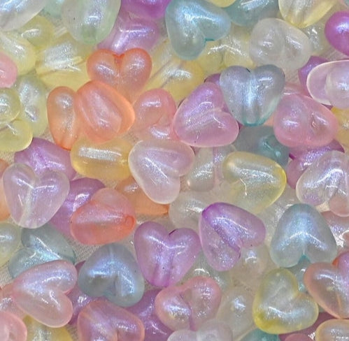 Assorted Transparent Heart Beads