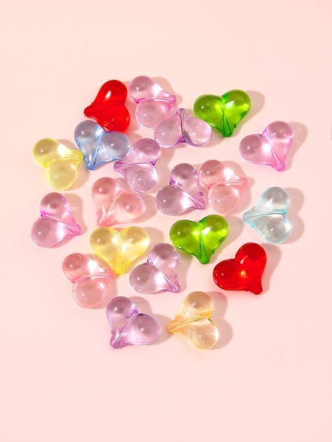 Transparent Colorful Heart Acrylic Beads