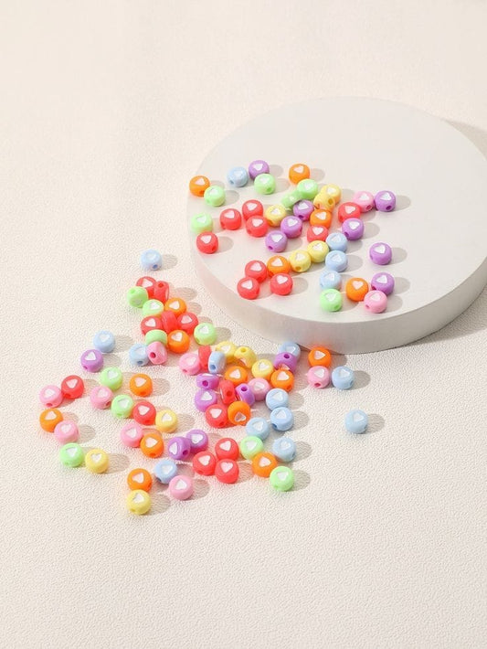 Pastel Colourful Spacer  Beads - Heart - 7mm