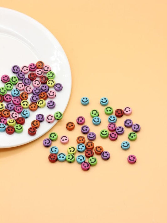 Smiley Beads - Colourful Smiley - 9mm