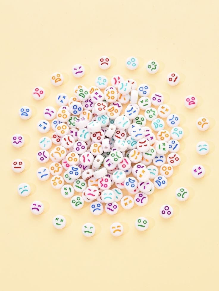 White & Multicolor Acrylic Spacer Faces Beads