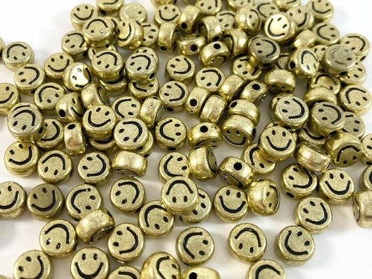 Smiley Beads - Golden Smiley - 9mm