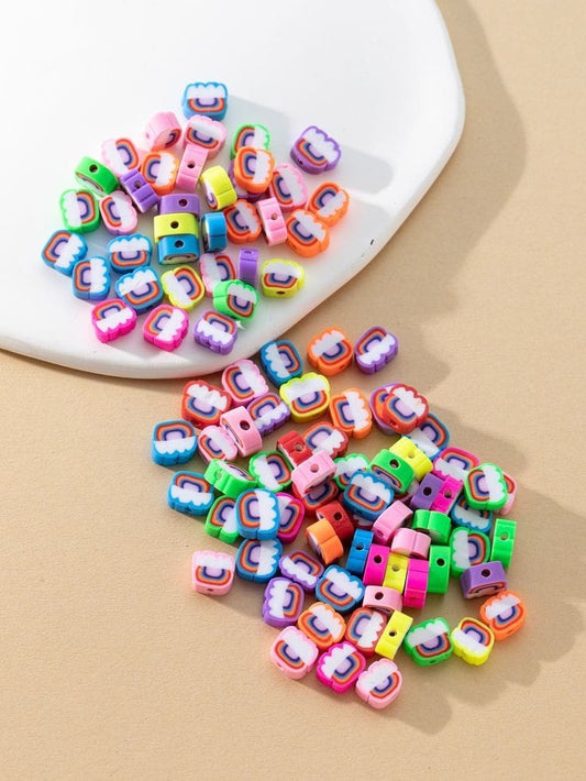 Rainbow Polymer Clay  Beads