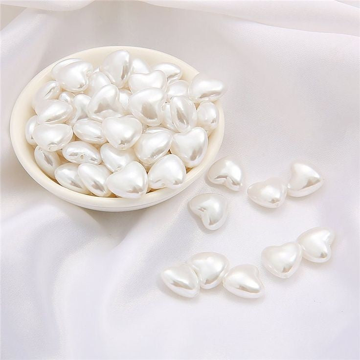 Uncut Pearl Heart Beads