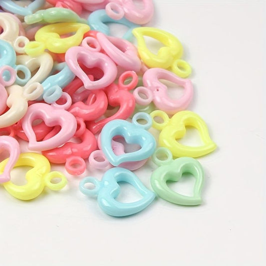 Pastel Hollow Heart Beads