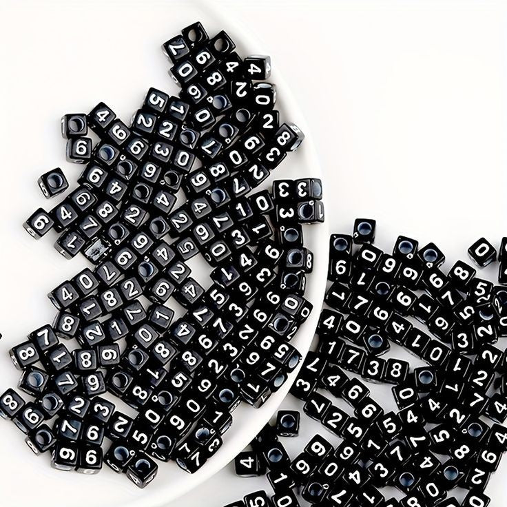 Black & White Number Beads - Square