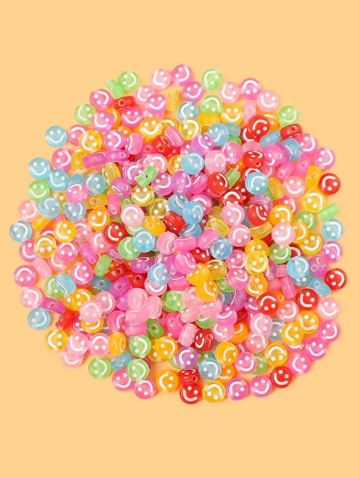 Smiley Beads - Transparent Colourful - 9mm