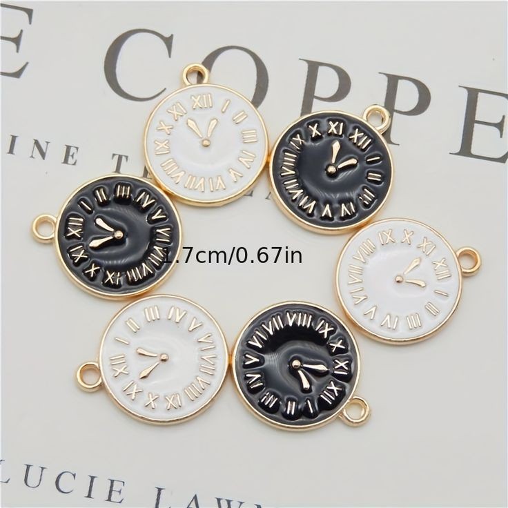 Clock Enamel Charm Double Side