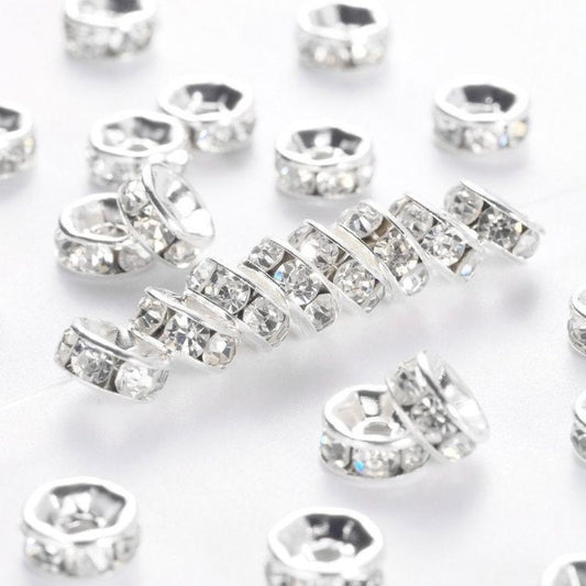 Rhinestone Beads - Silver