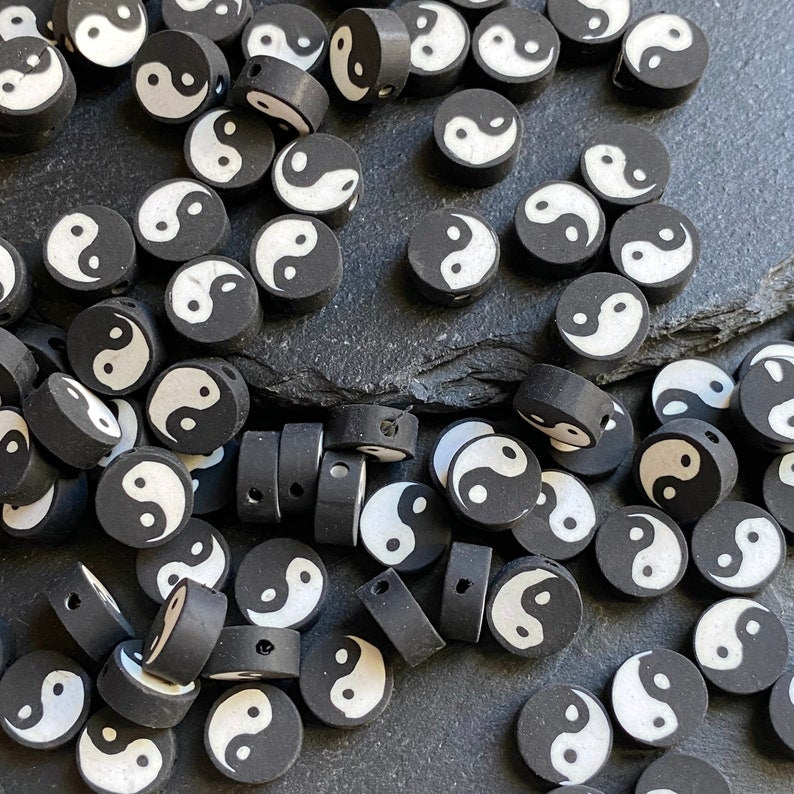 Ying Yang Polymer Clay  Beads