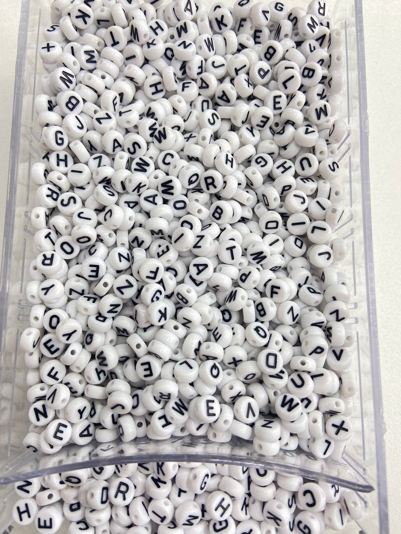 White & Black Alphabet Letter Beads