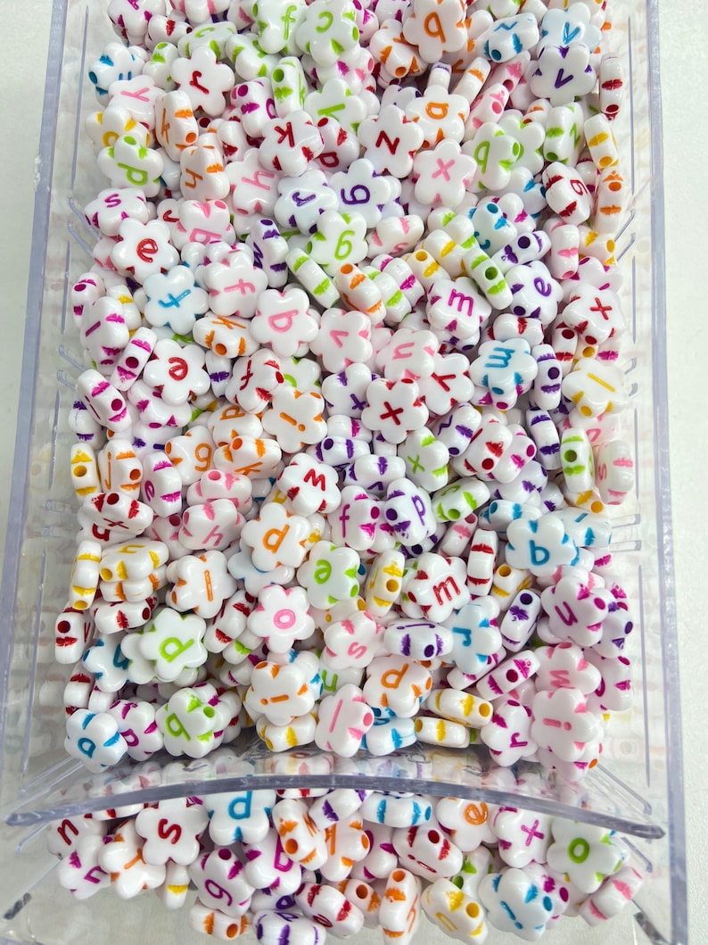 White & Colourful Daisy Alphabet Beads