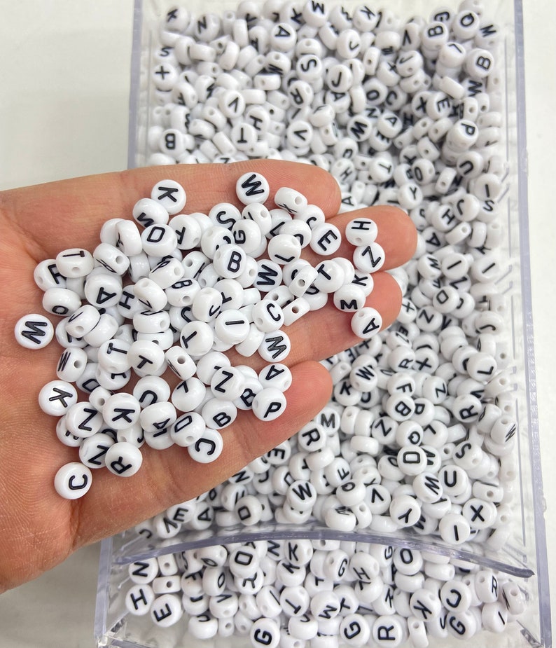 White & Black Alphabet Letter Beads