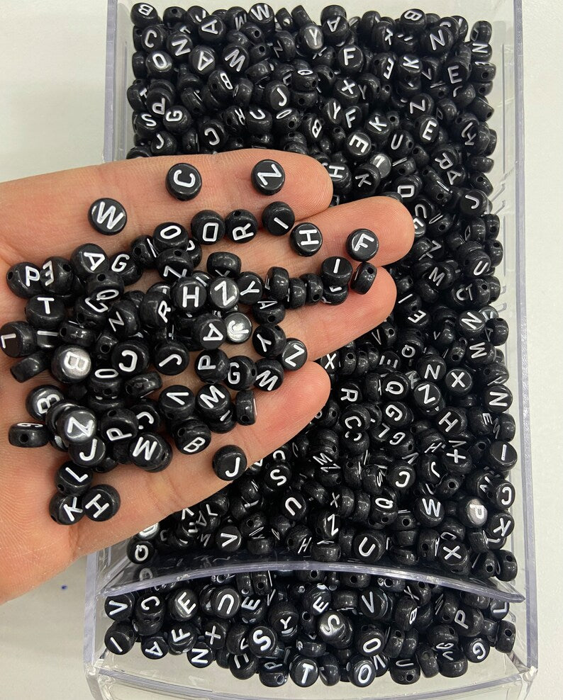 Black & White Alphabet Beads