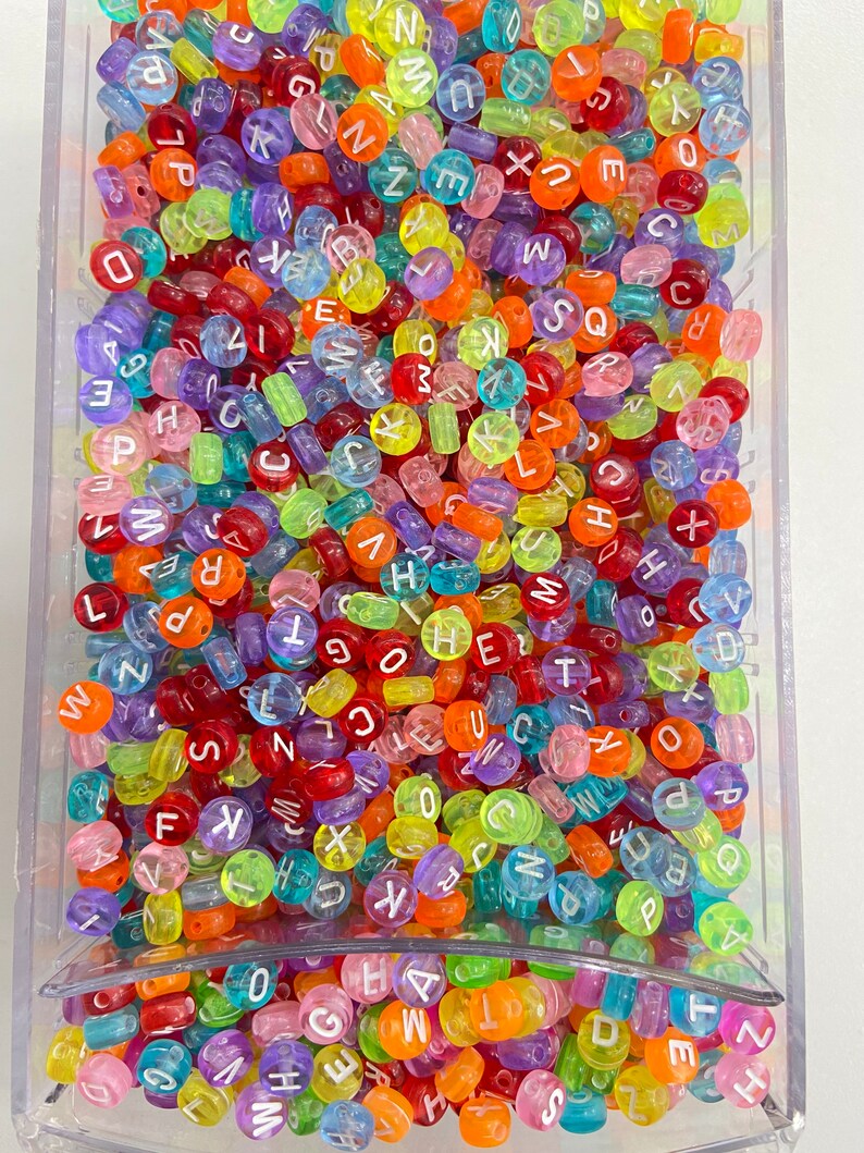 Transparent Colourful Alphabet Beads