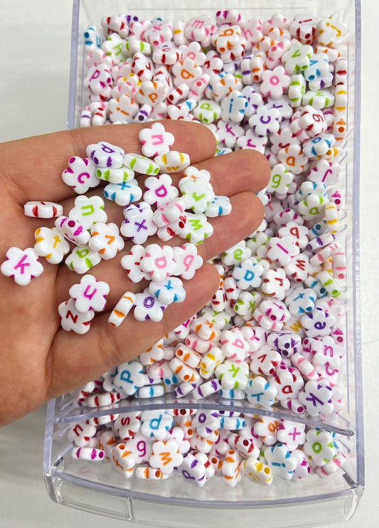 White & Colourful Daisy Alphabet Beads