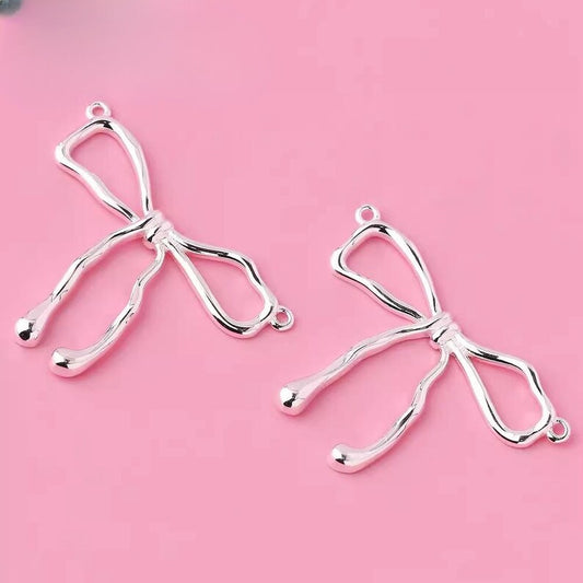 Irregular Bowknot Silver Charm- Stainless Steel