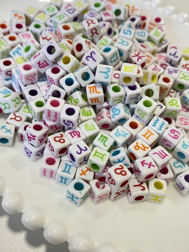 Acrylic Multicolour Zodiac Beads