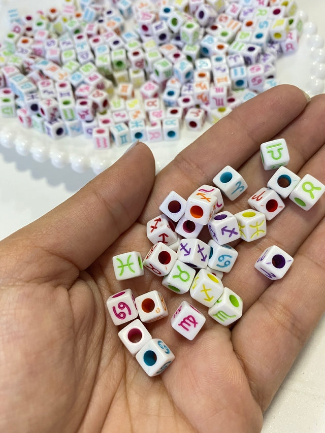 Acrylic Multicolour Zodiac Beads